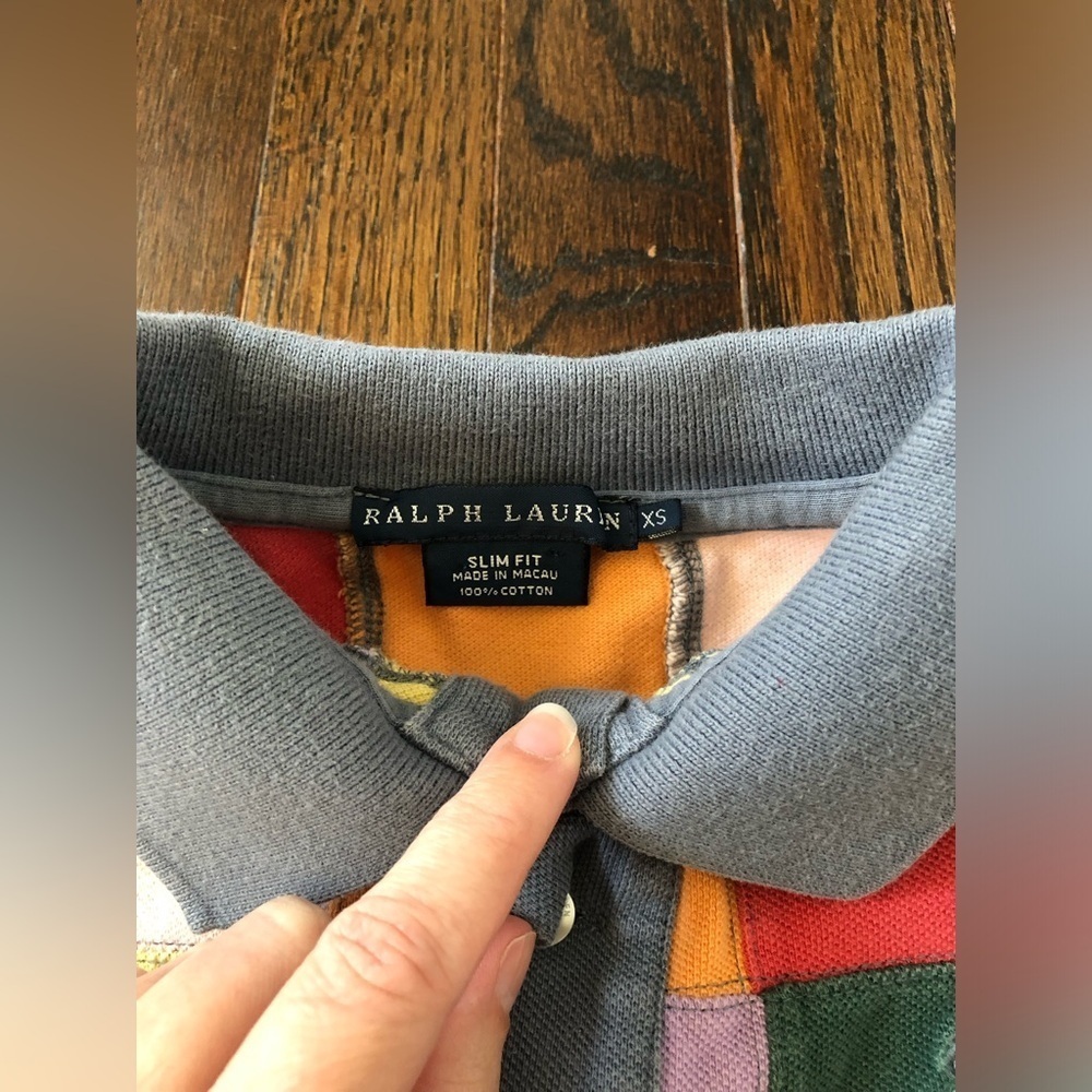 Ralph Lauren Women’ XS Vintage Multi-Color Patchwork Slim Fit Polo Shirt - GUC! - Picture 7 of 12